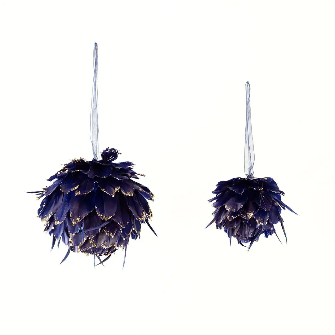 Navy Blue Feather Christmas Ornament