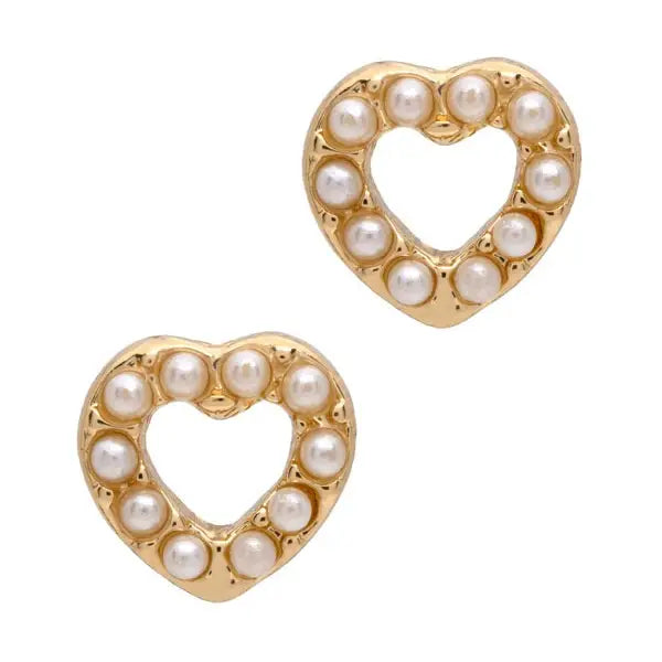 Pearl Heart Stud Earrings
