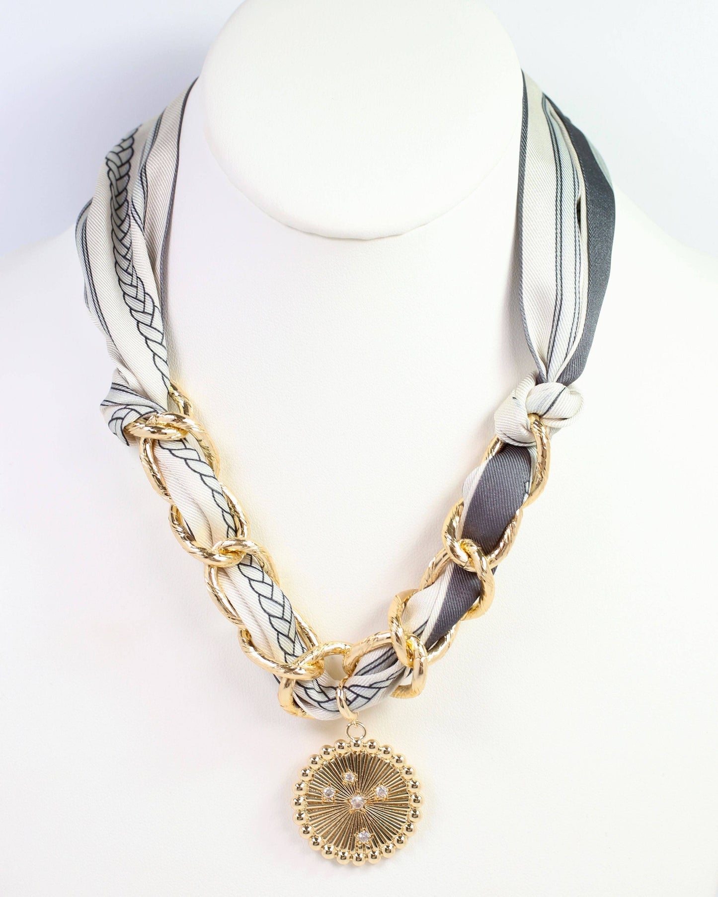 Sarah Scarf Charm Necklace-Steel Gray