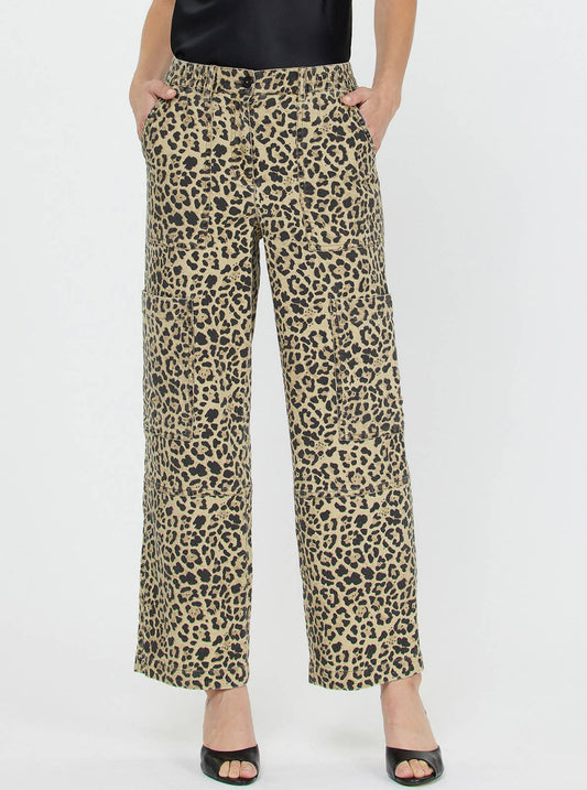 Leopard Cargo Cotton Pants