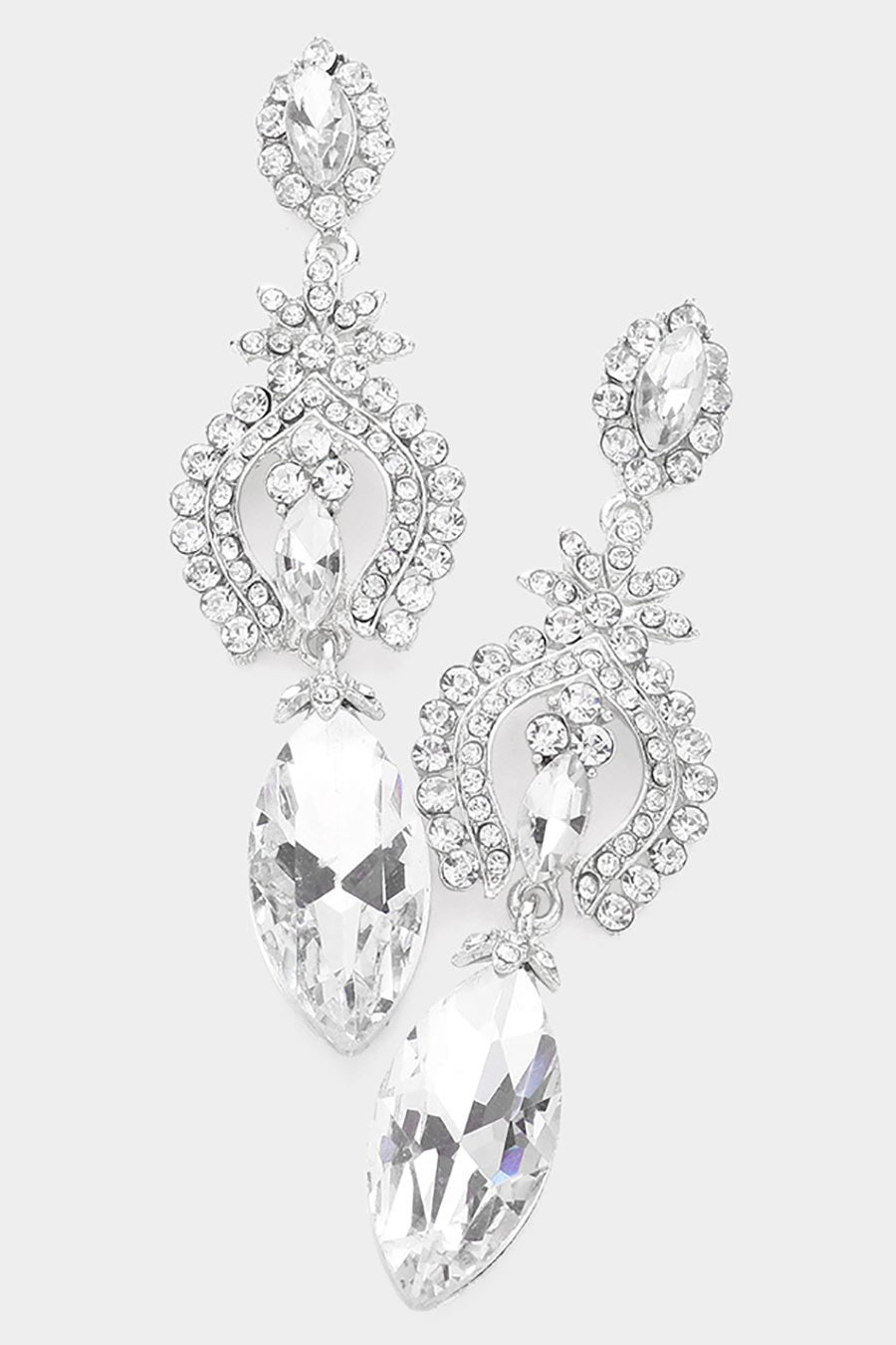 Glass Crystal Dangle Evening Earrings