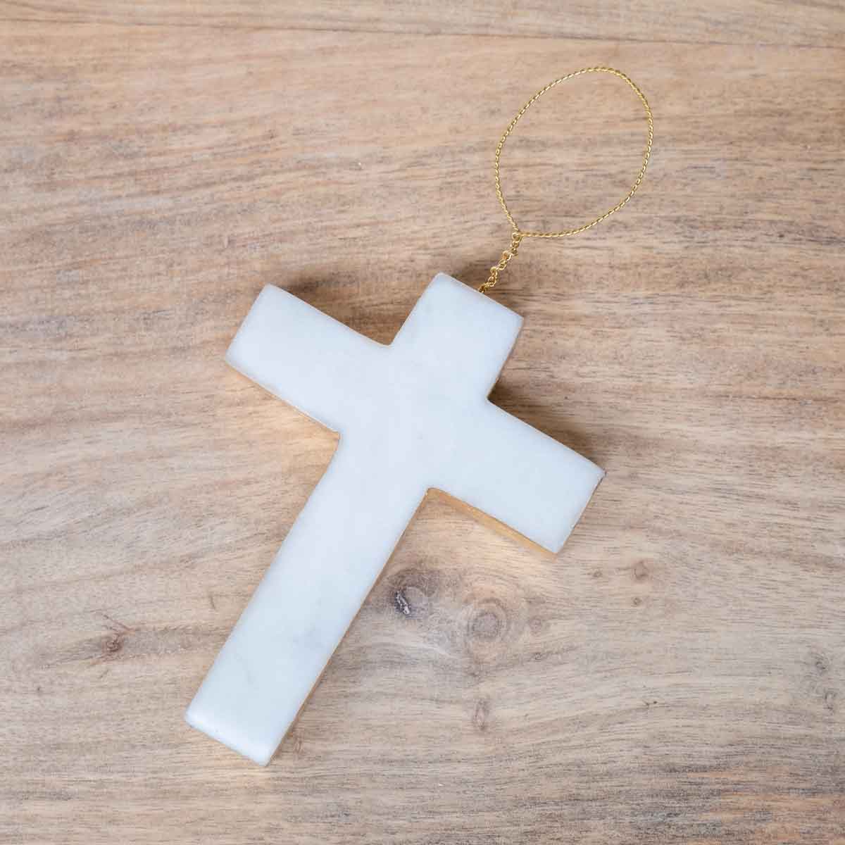 Marble Cross Ornament