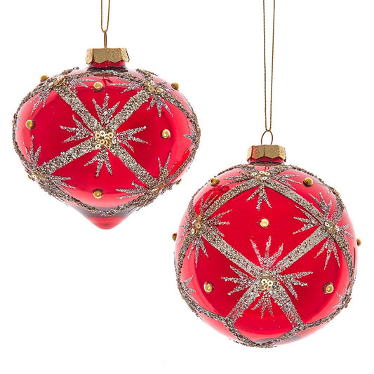 Cranberry Glass Ball Ornaments