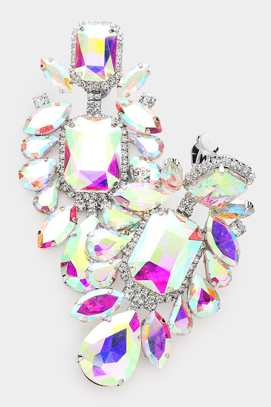 Multi Stone Embellished Evening Clip on Earrings