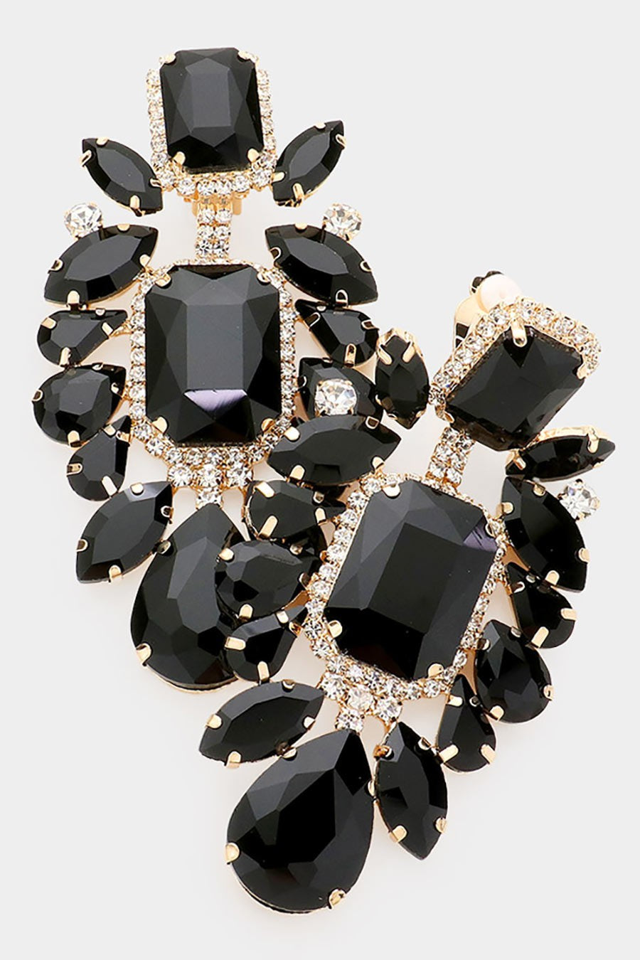 Multi Stone Embellished Evening Clip on Earrings