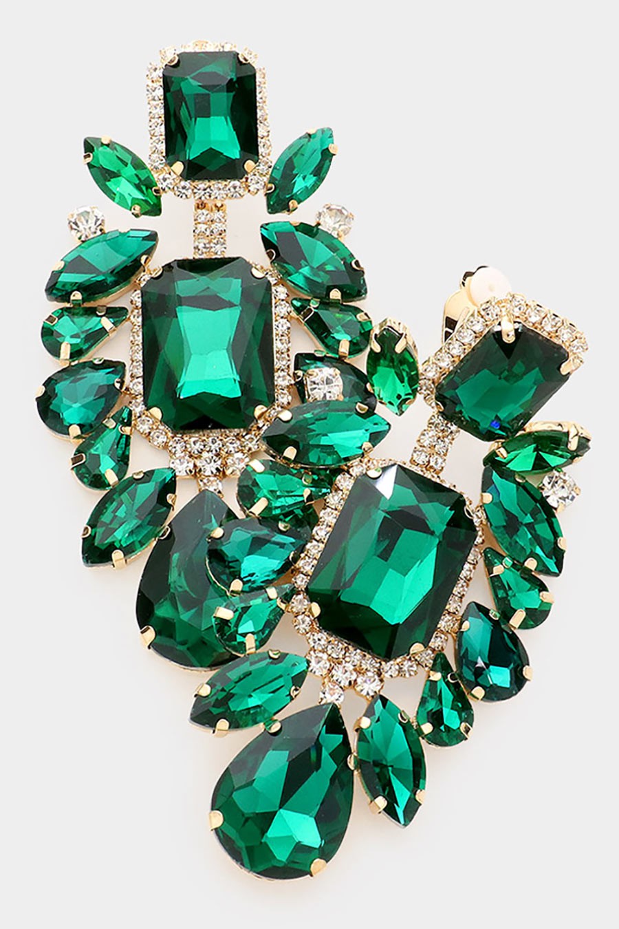 Multi Stone Embellished Evening Clip on Earrings