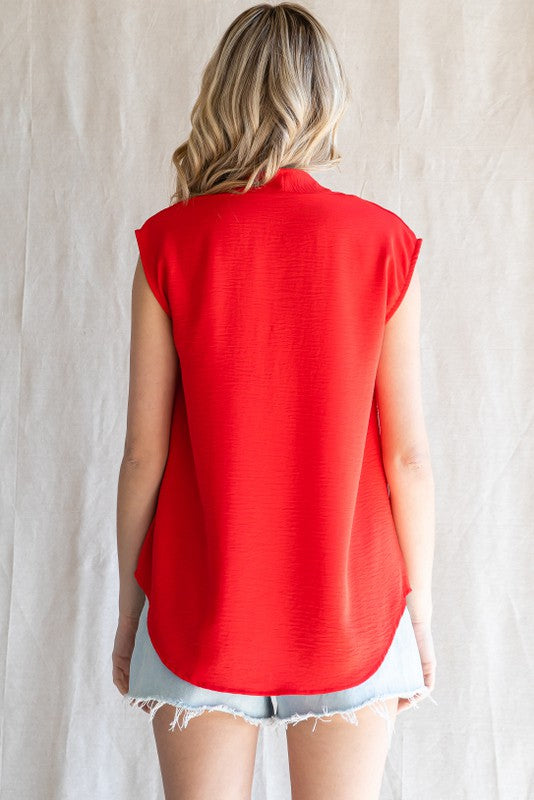 FINAL SALE Kimono Cap Sleeves Top In Red
