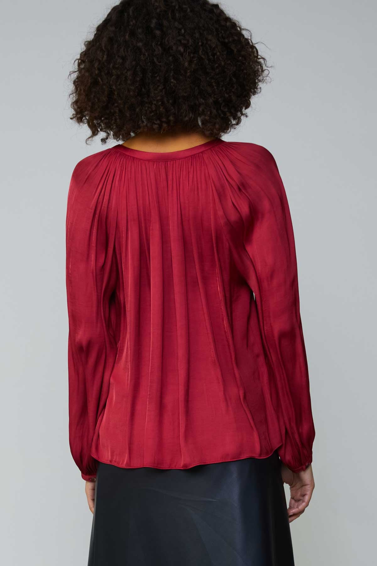 Long Sleeve Blouse In Ruby