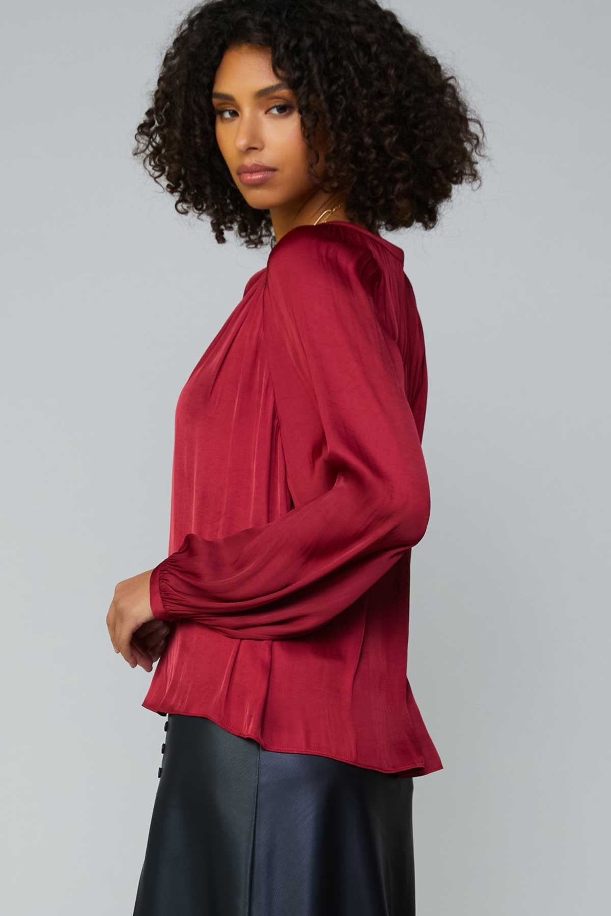 Long Sleeve Blouse In Ruby