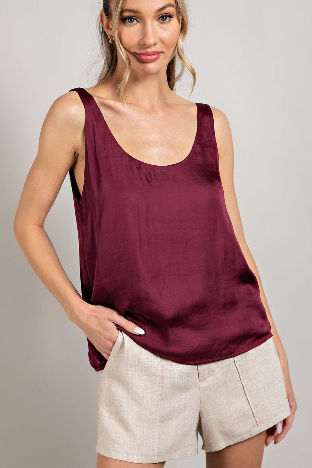 Sleeveless Tank Top In Maroon