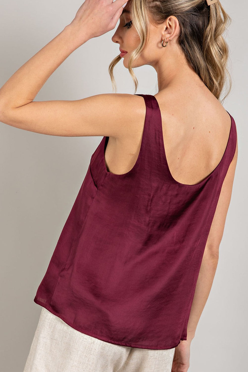 Sleeveless Tank Top In Maroon