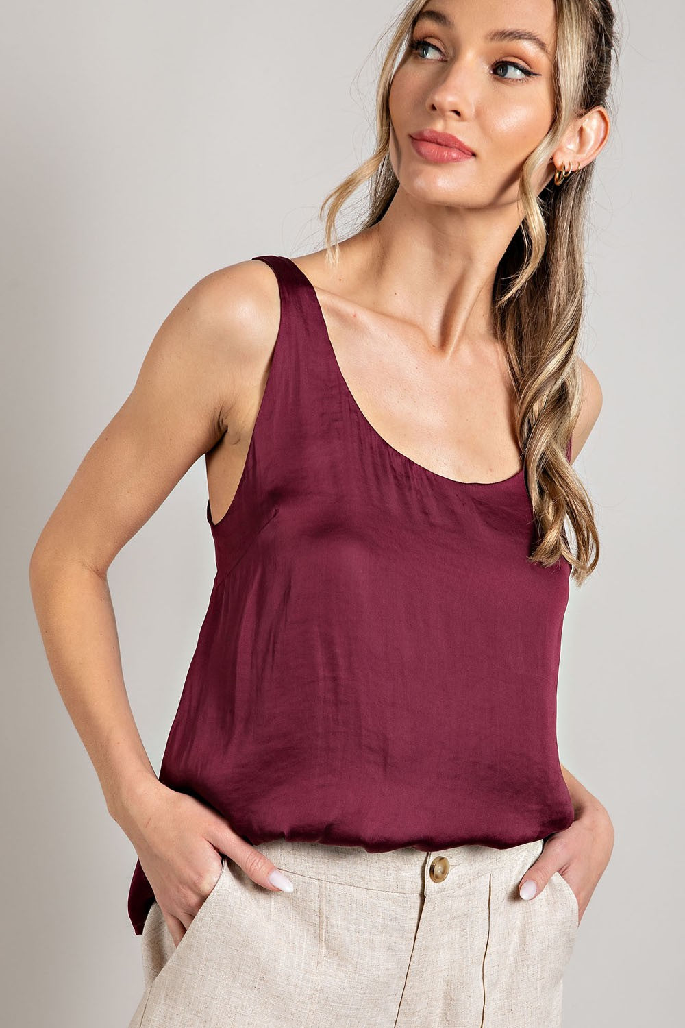 Sleeveless Tank Top In Maroon