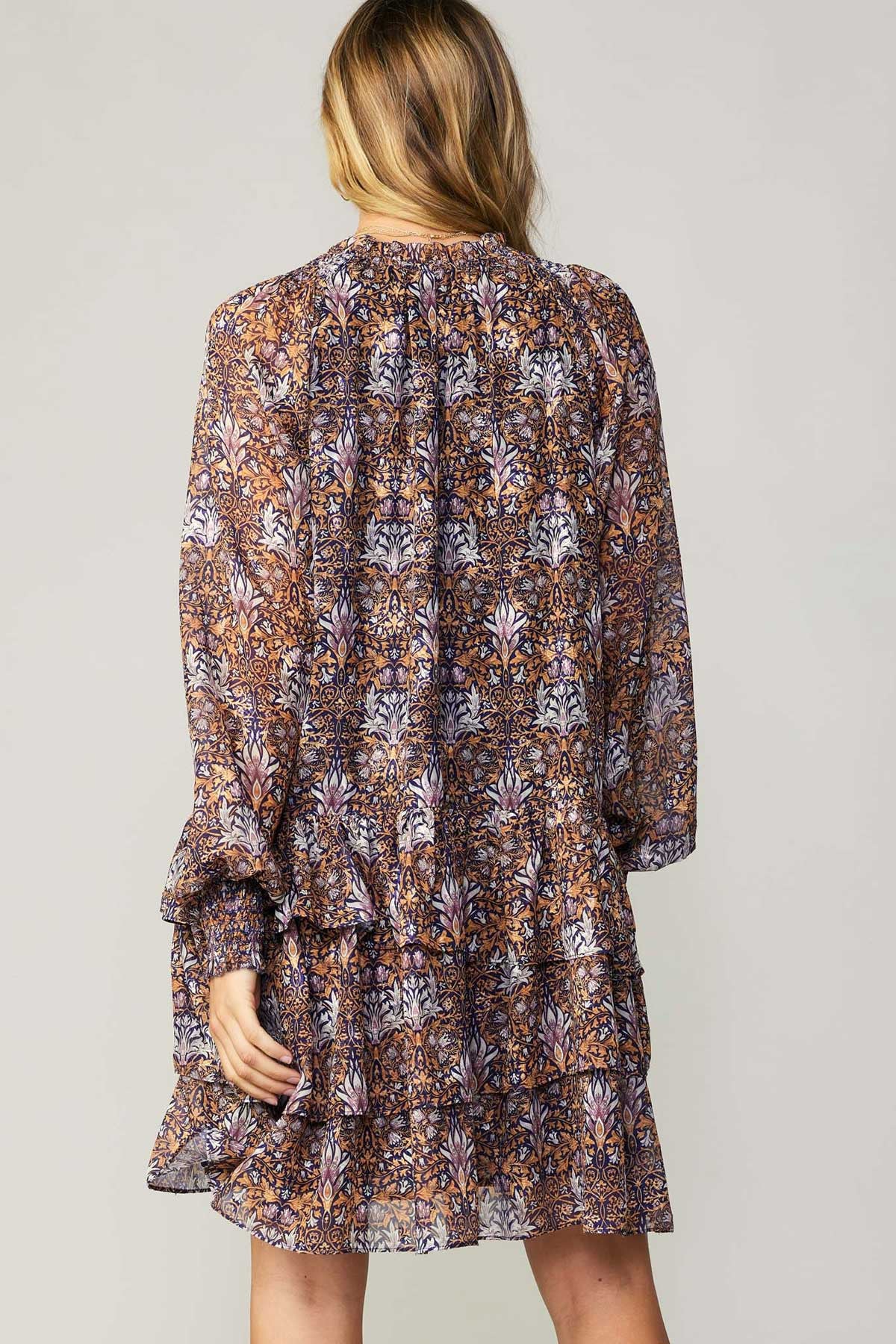 Tile Print Mini Tiered Dress