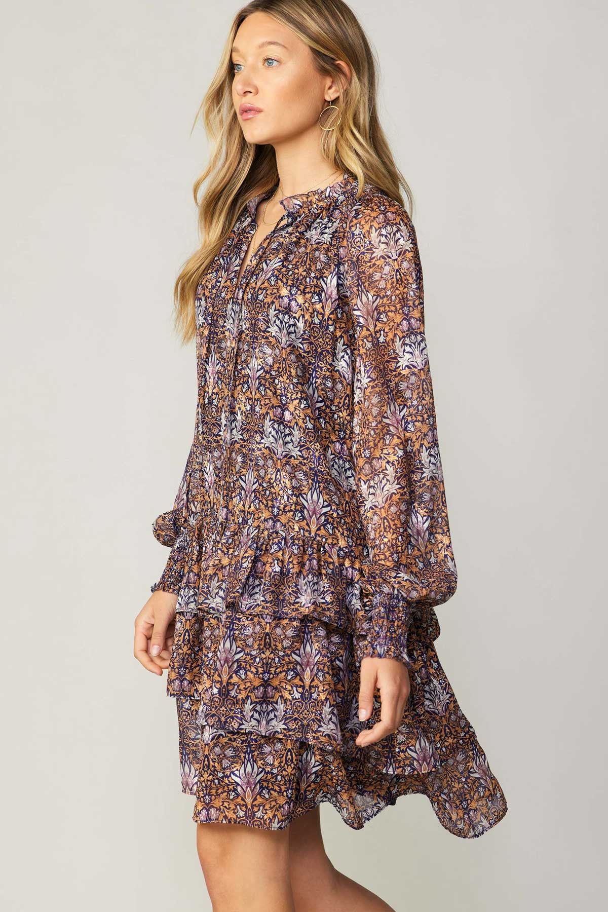 Tile Print Mini Tiered Dress