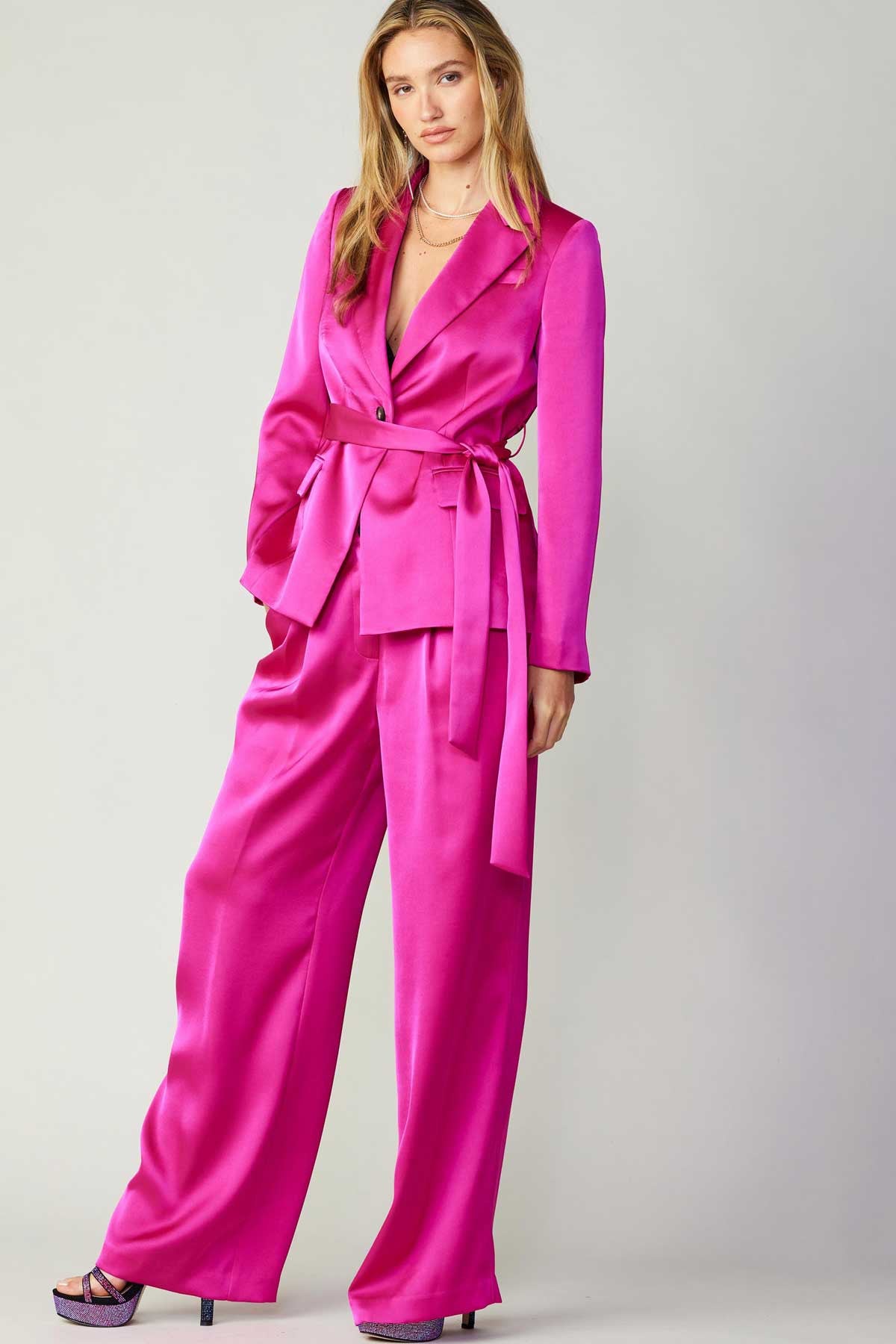 FINAL SALE Silky Front Pintucked Trousers