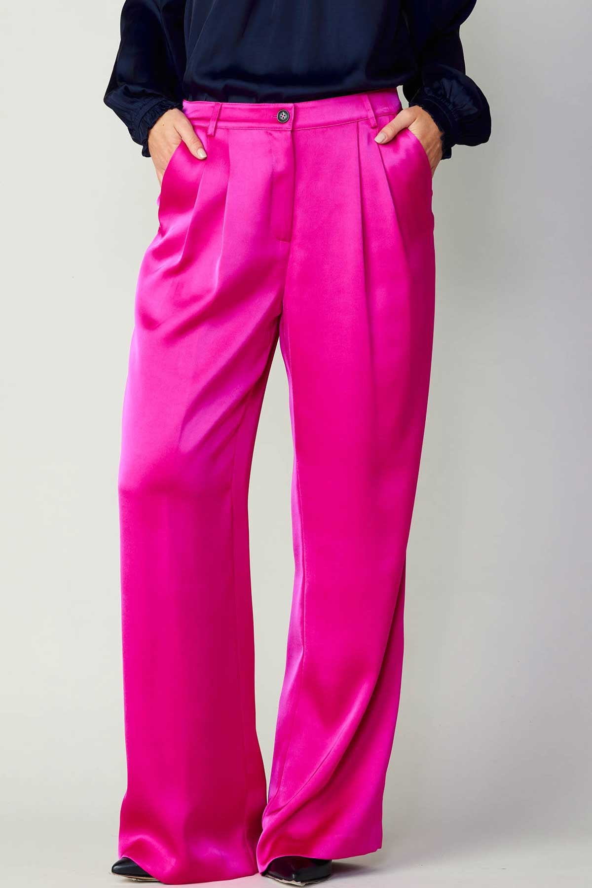 FINAL SALE Silky Front Pintucked Trousers