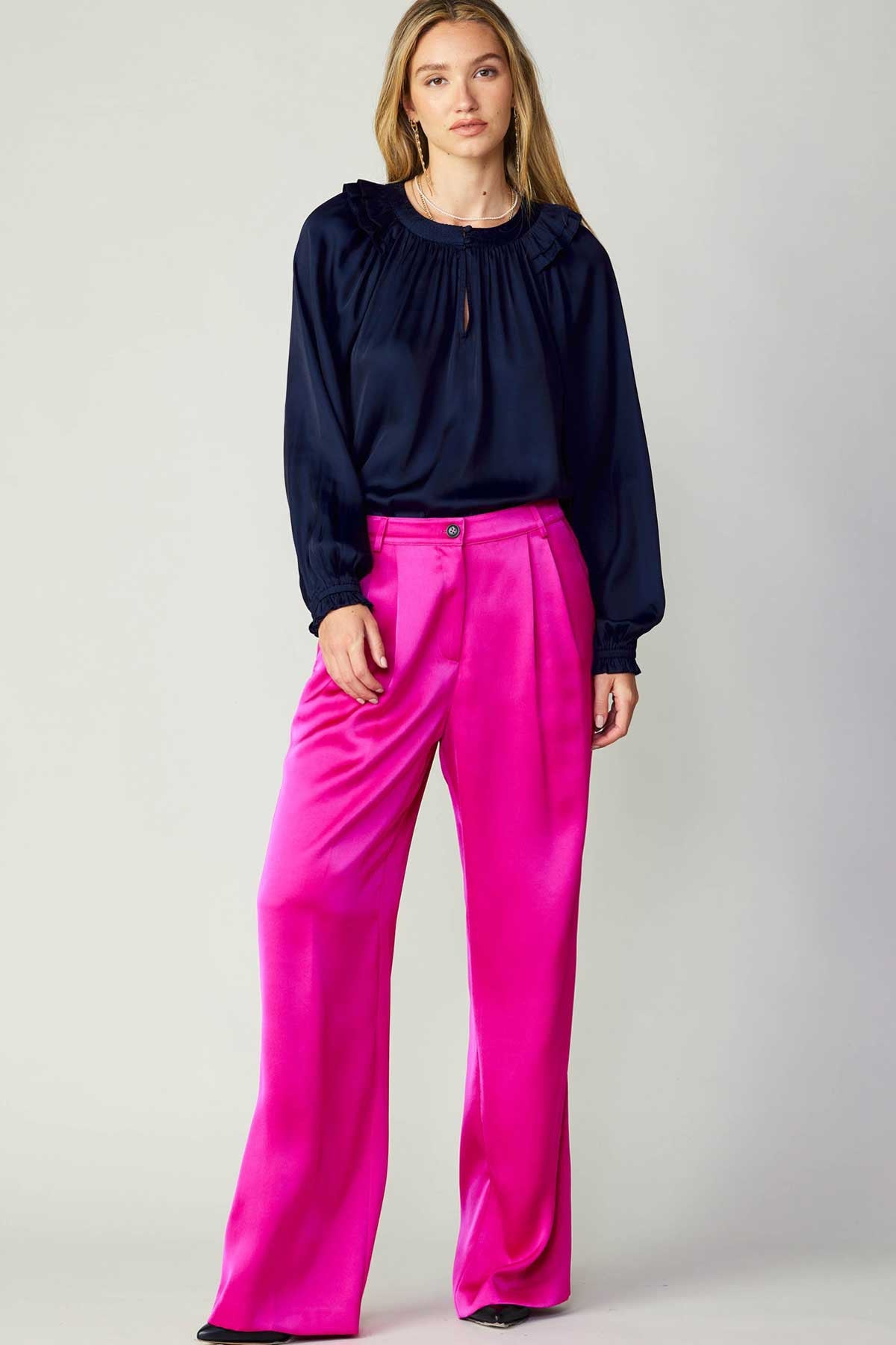 FINAL SALE Silky Front Pintucked Trousers
