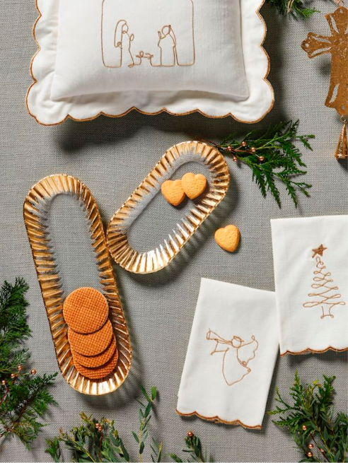 Fluted Gold Edge Glass Trays- Small/Large