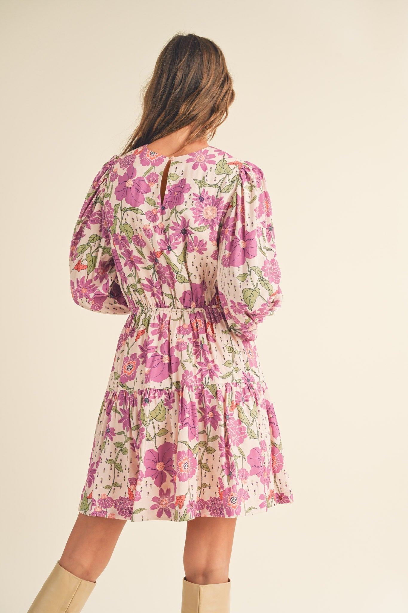 Floral Print Flared Mini Dress