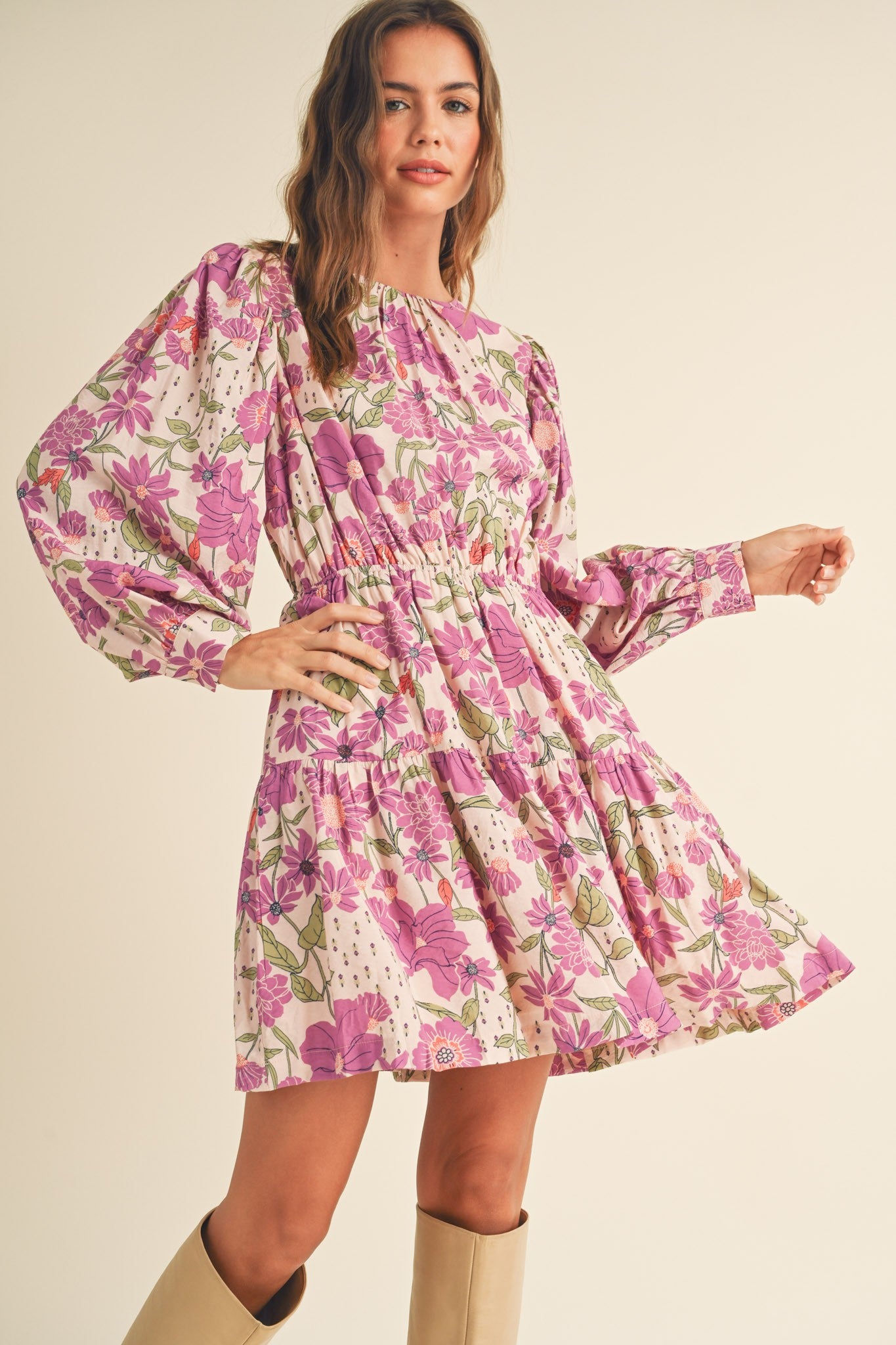 Floral Print Flared Mini Dress