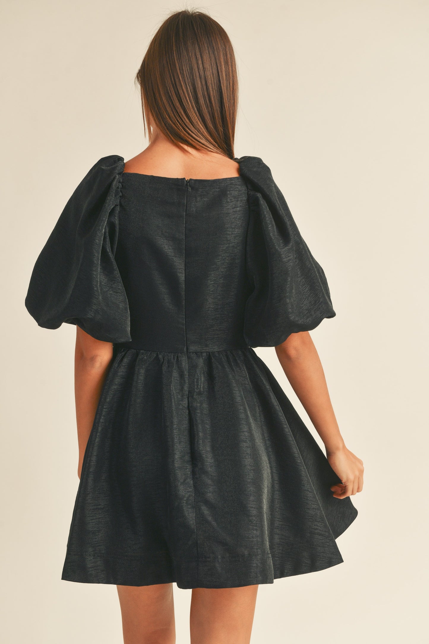 Balloon Sleeve Knot Detail Dress