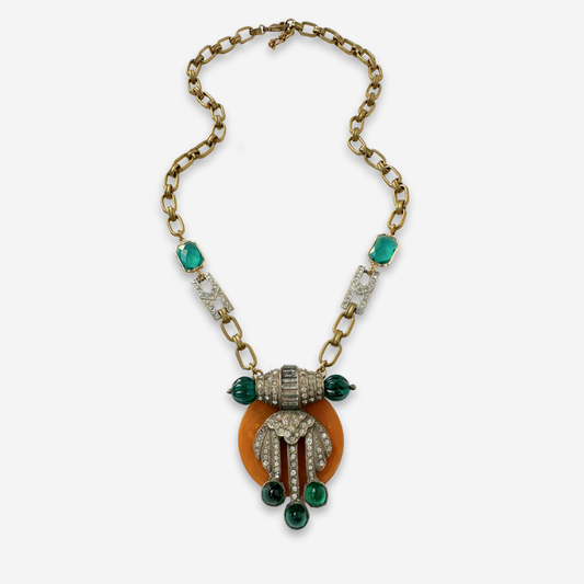 Lulu's Petal's Vintage Repurposed Rhinestone & Butterscotch Statement Necklace