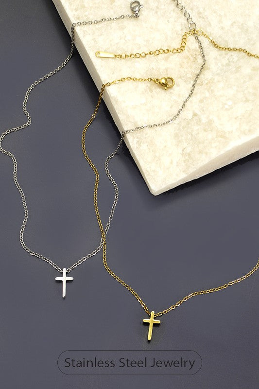 Cross Pendant Necklace-Silver