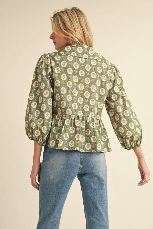 Flower Print Peplum Top