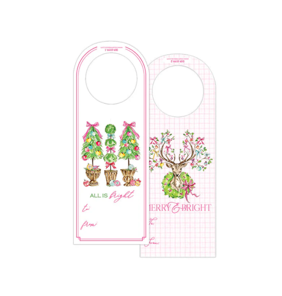 Vintage Pink Topiaries Wine Tags
