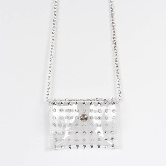 Full Spike Clear Mini Bag: Silver