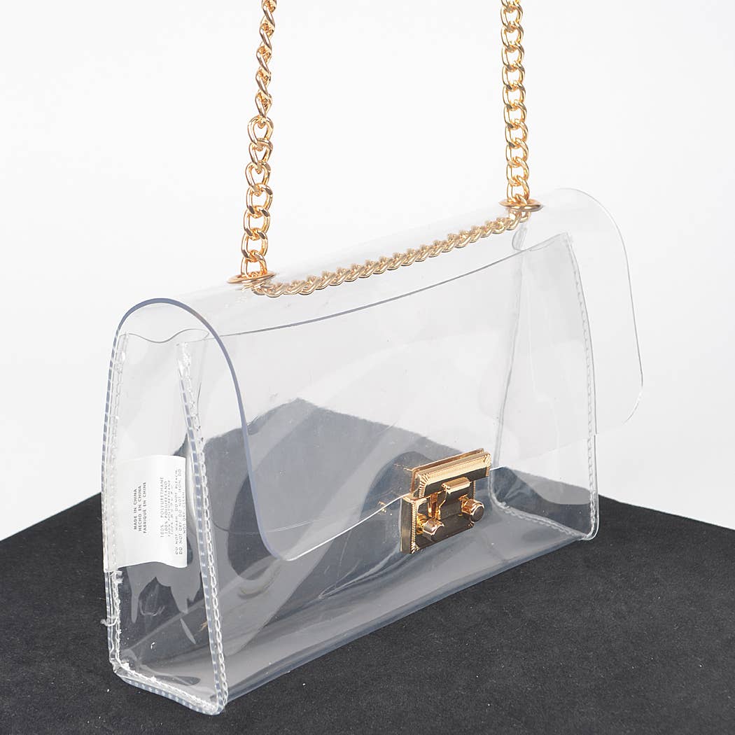 Transparent Chain Crossbody Bag: Silver