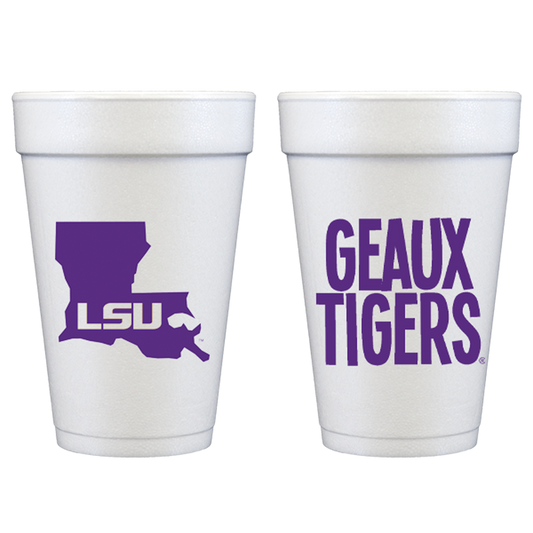 Set of 10 Foam Cups - LSU