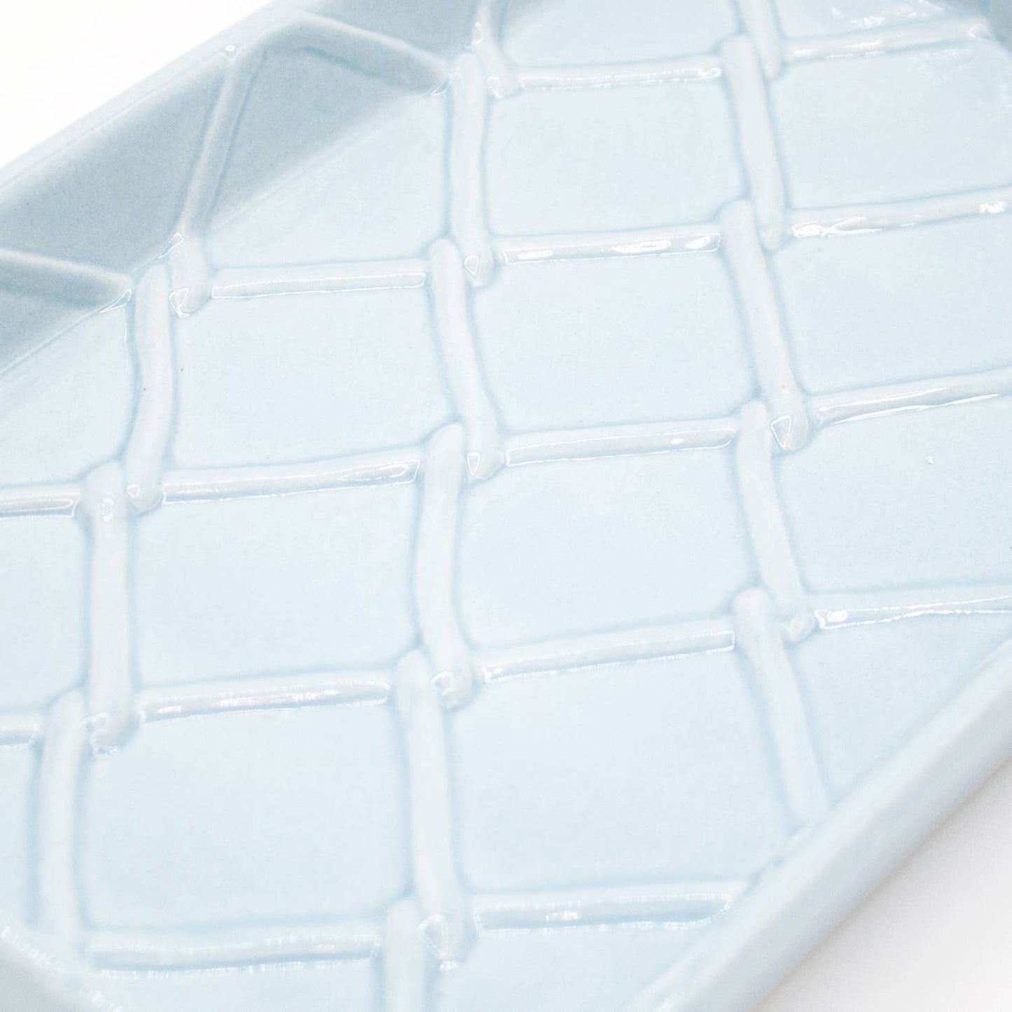 Light Blue Textured Ceramic Guest Towel Tray, 8.5-In