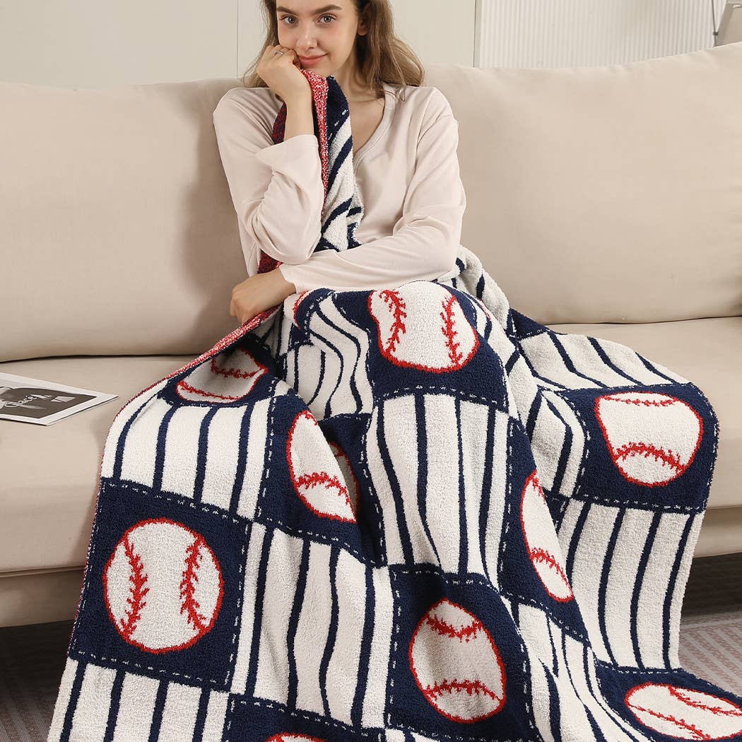 Baseball Print Comfort Throw Blanket