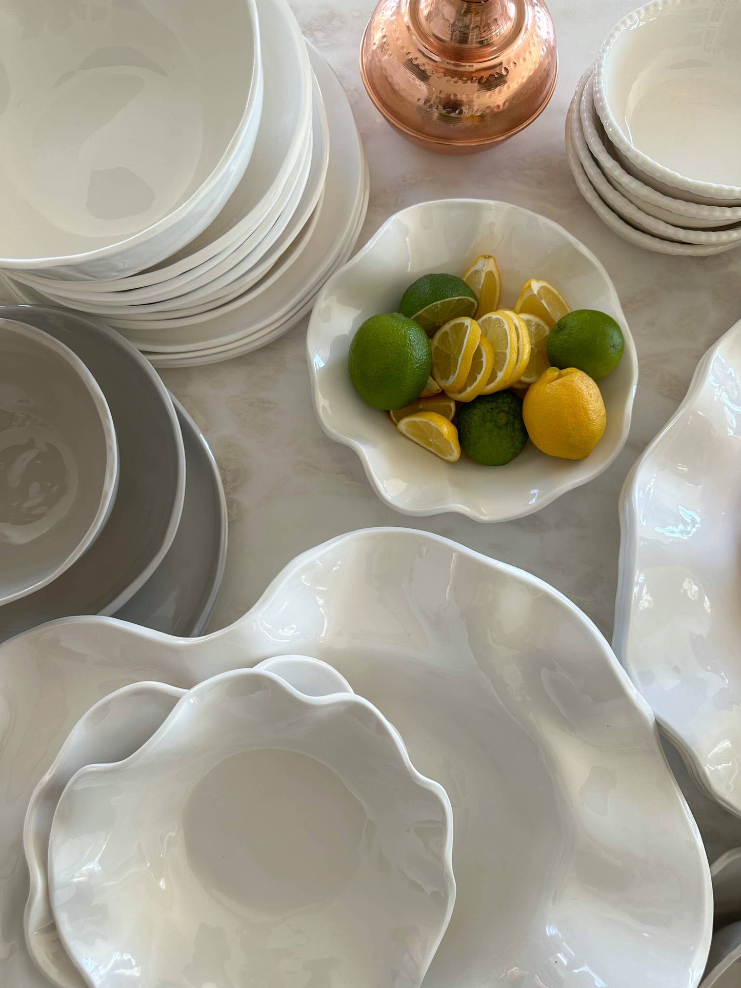 Large Wavy One of a Kind Oval Melamine Platter: White