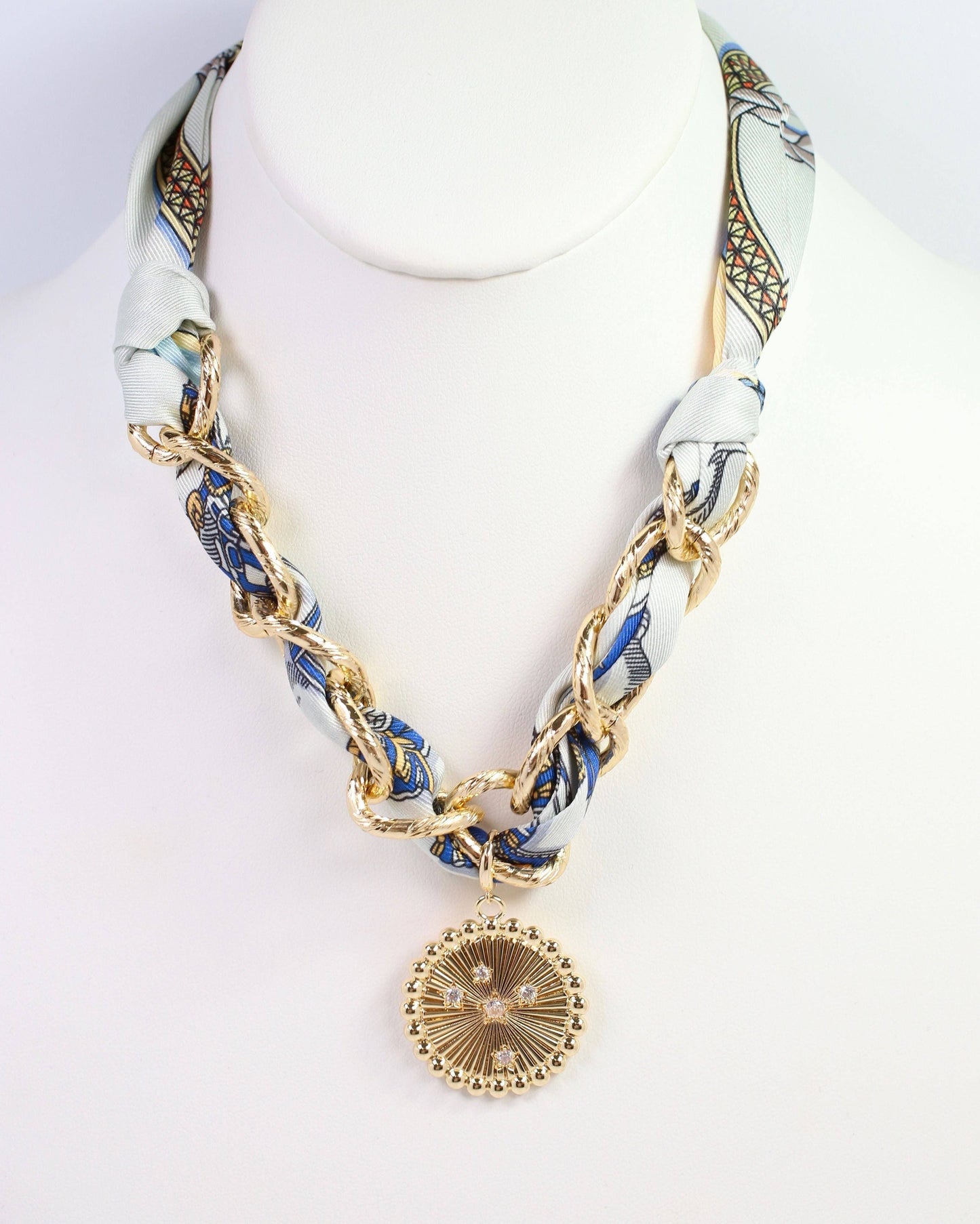 Sarah Scarf Charm Necklace- Blue