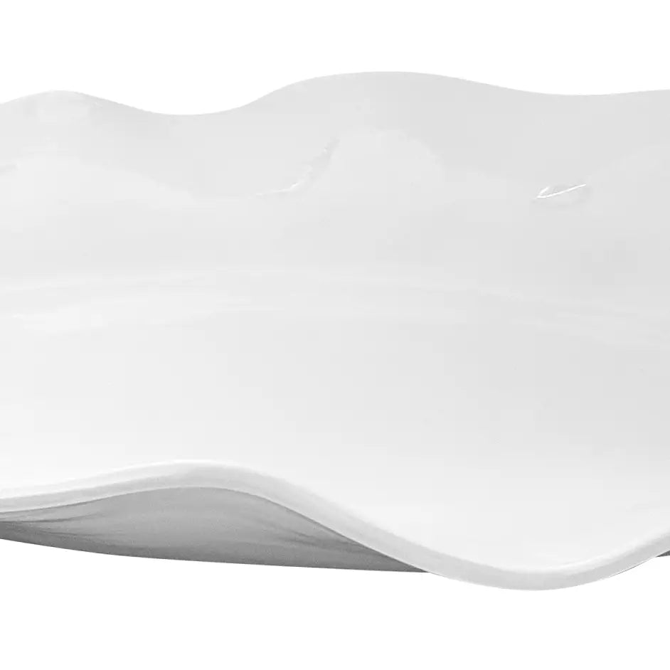 Large Wavy One of a Kind Oval Melamine Platter: Cream