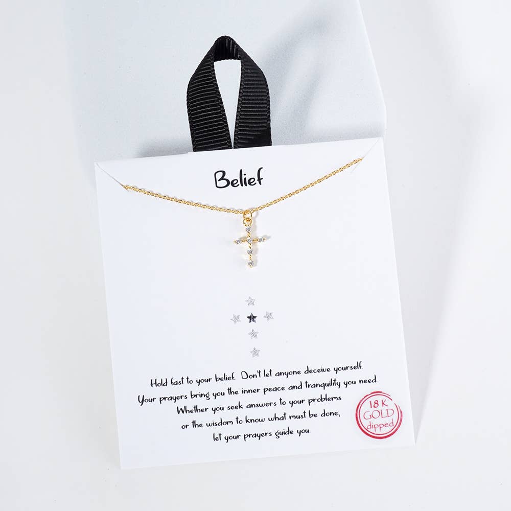 Pave' Cross Pendant Necklace