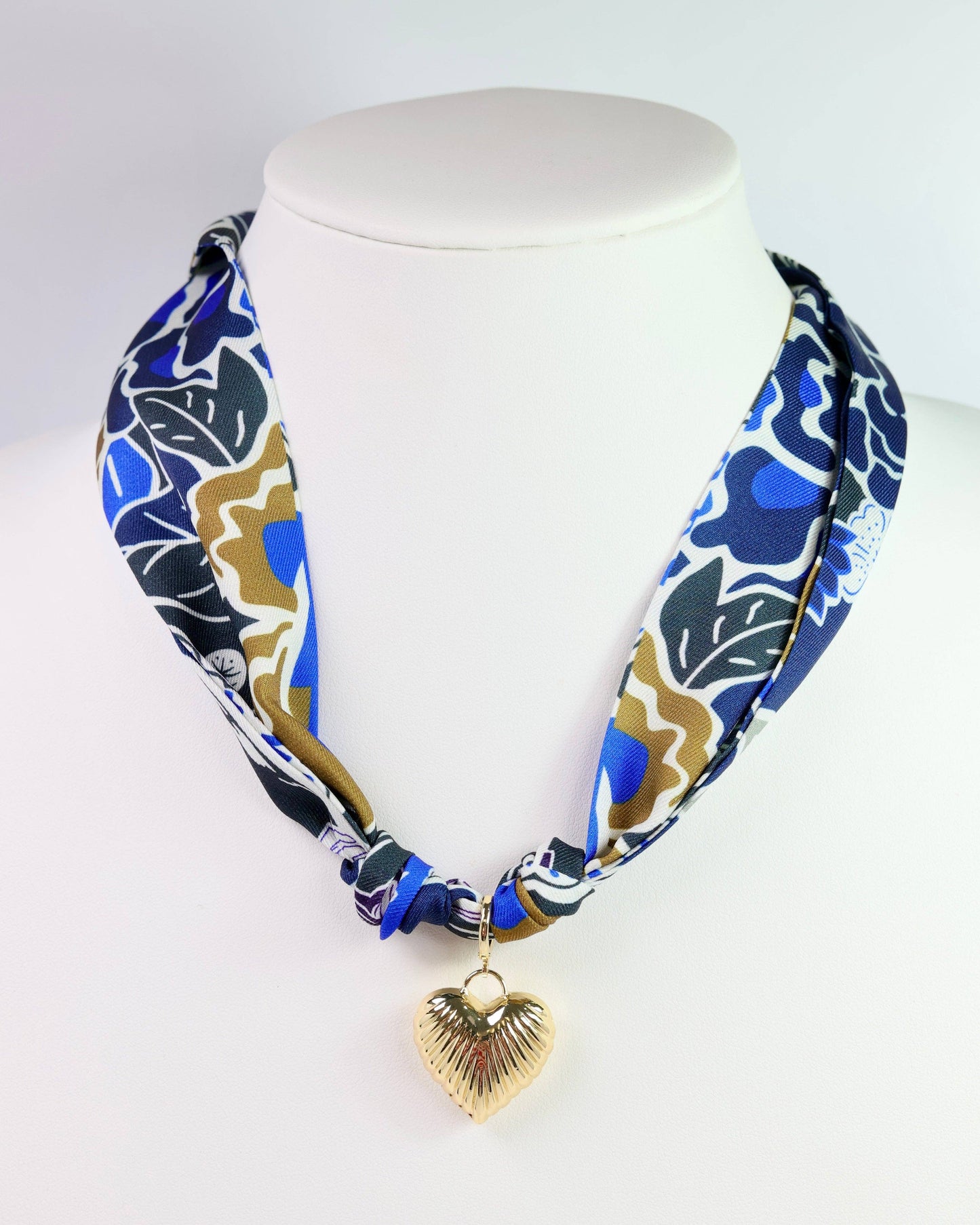 Lillie Scarf Charm Necklace- BLUE/COFFEE