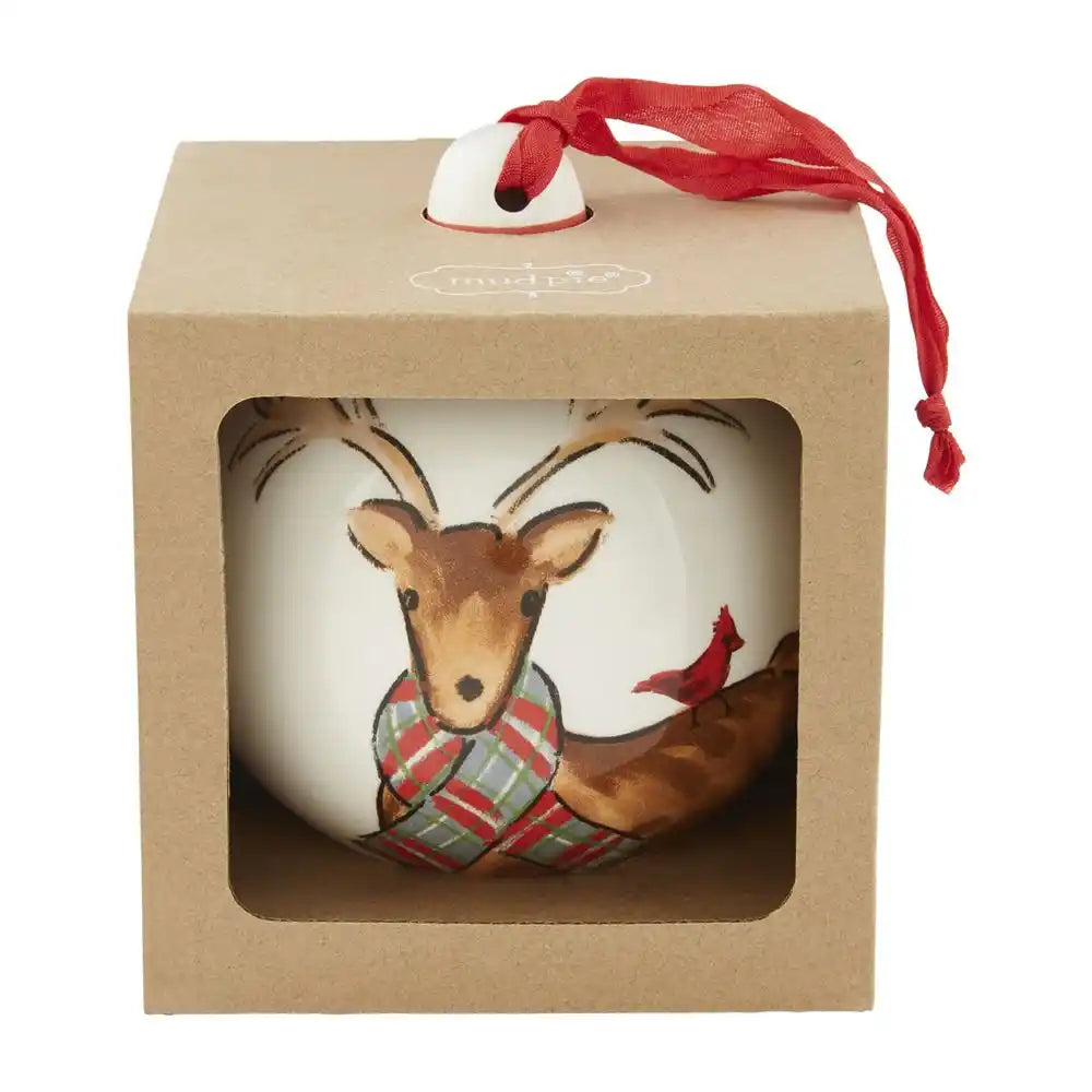 Reindeer Cermaic Ball Ornament