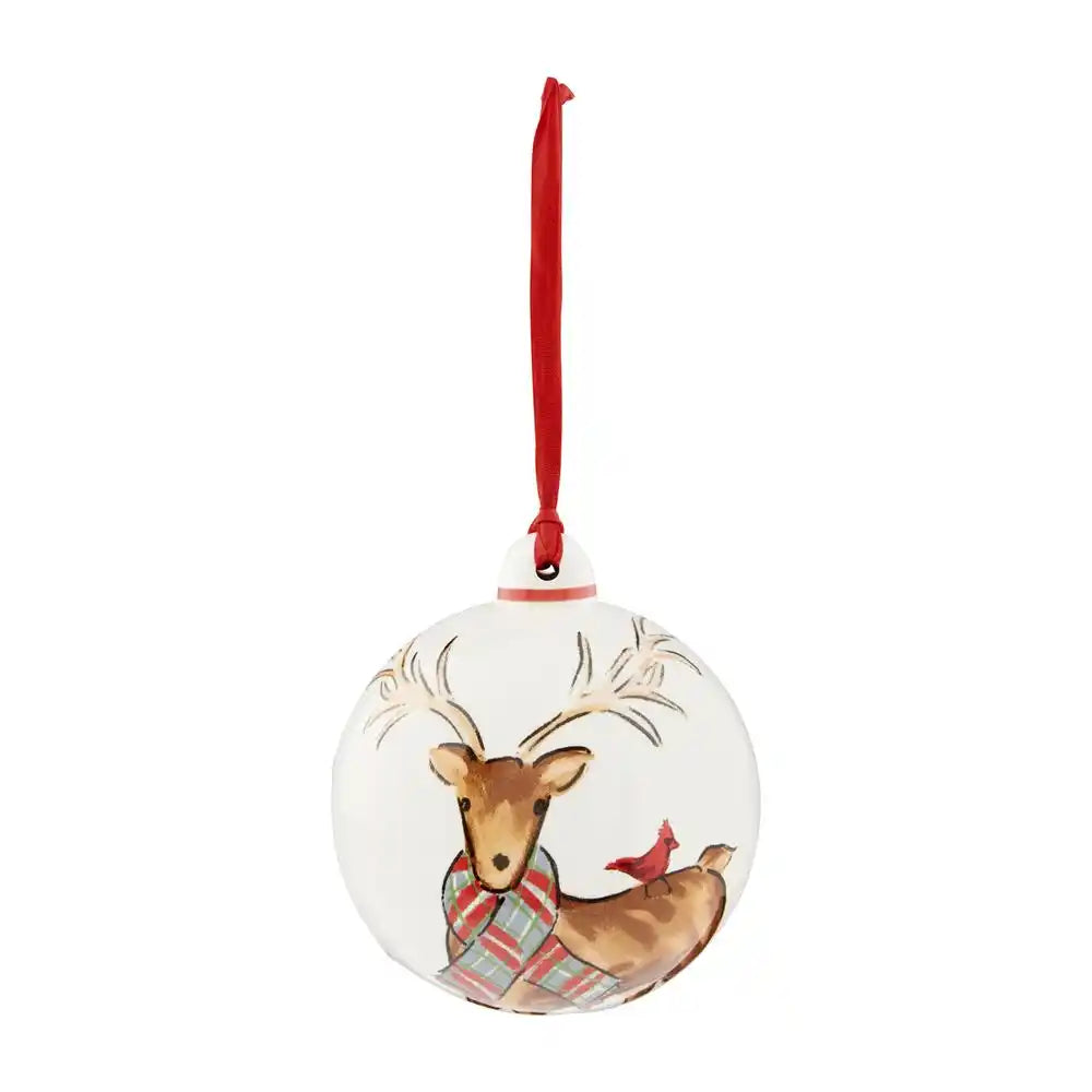 Reindeer Cermaic Ball Ornament