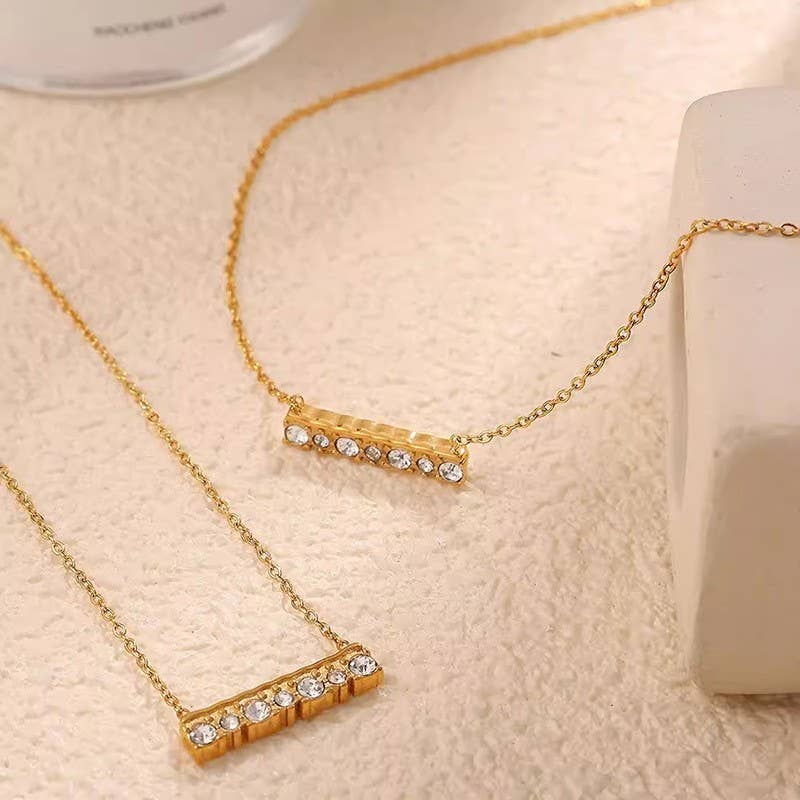 Meghan Rhinestone Bar Necklace