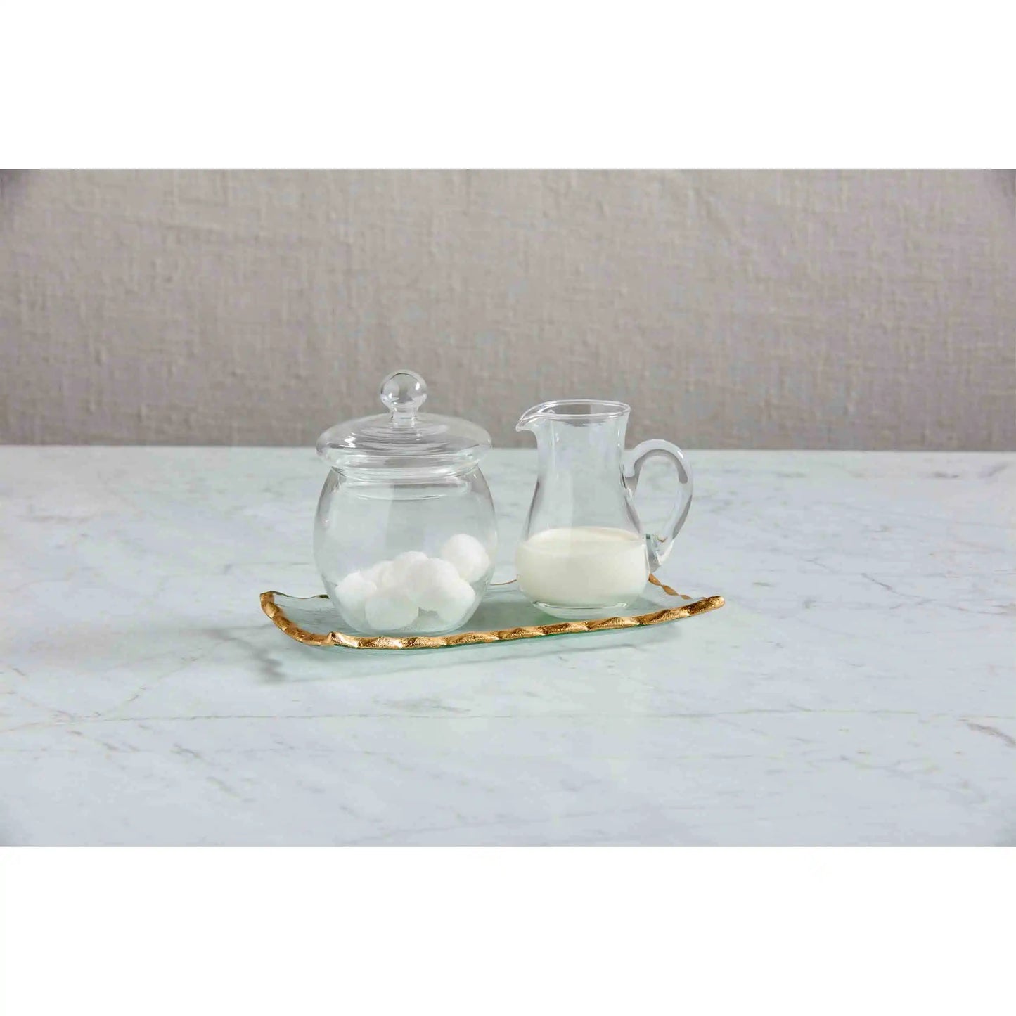 Gold Edge Glass Cream & Sugar Set