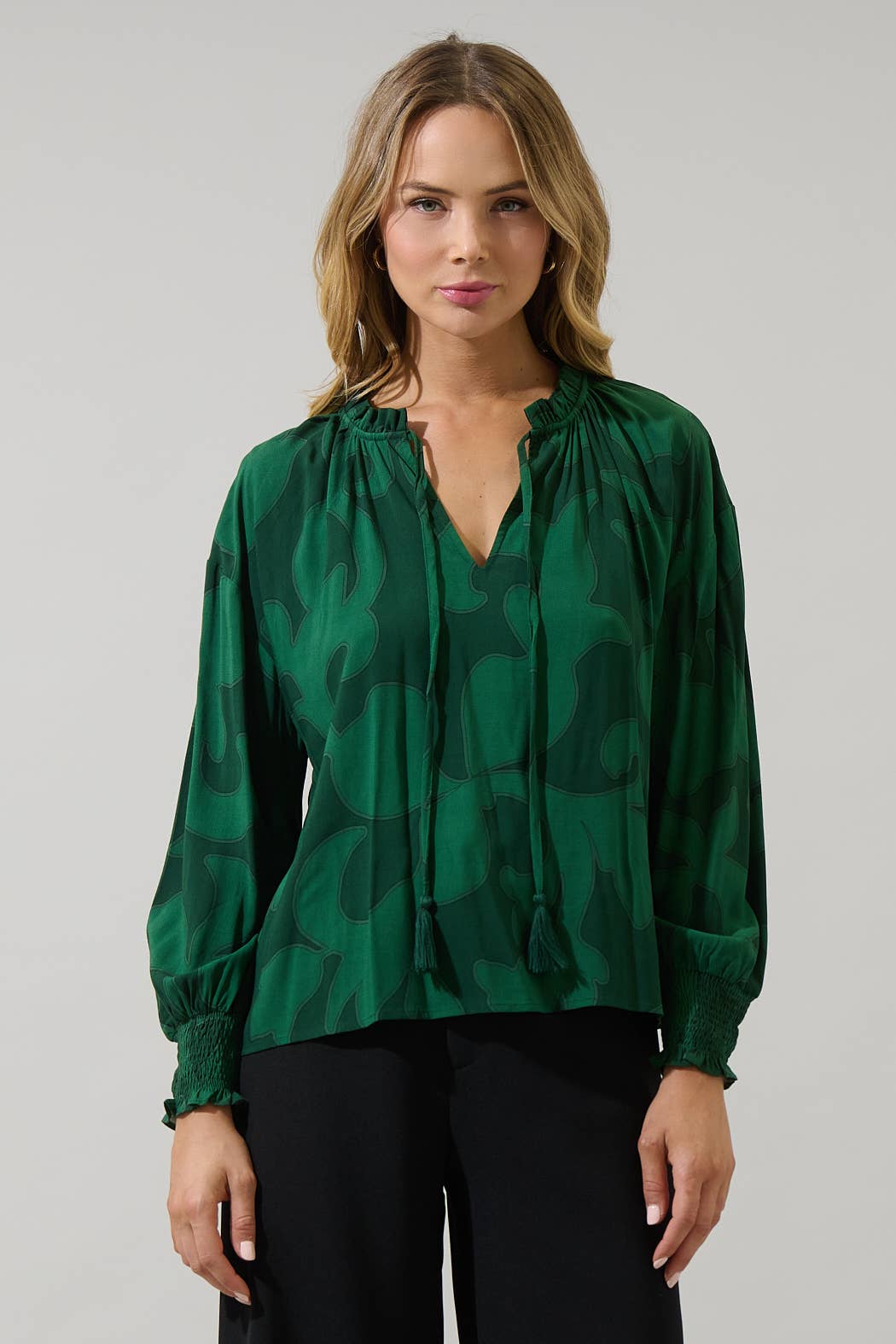 Emerald Vine Tassel Blouse