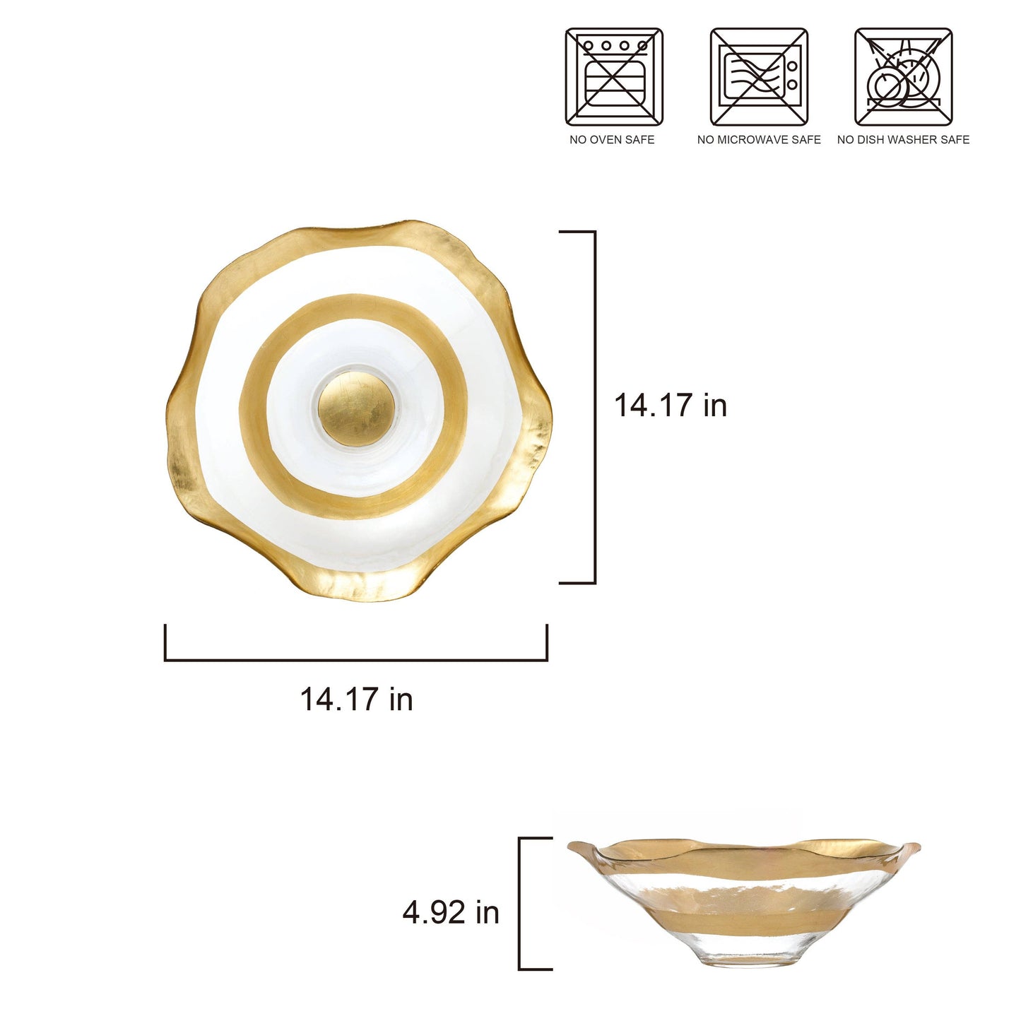 Large Gold-Edge Glass Bowl