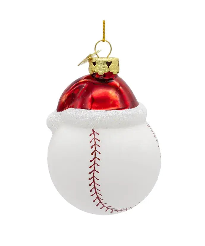 Noble Gems Baseball W/Santa Hat Ornament