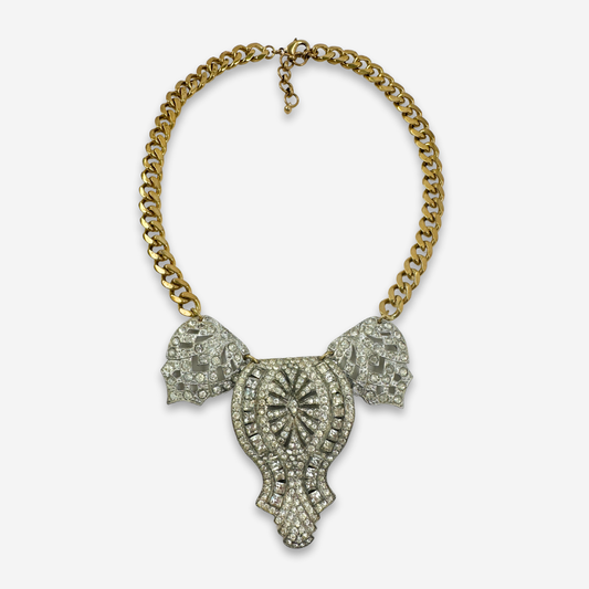 Lulu's Petal's Vintage Refashioned Art Deco Rhinestone Statement Necklace
