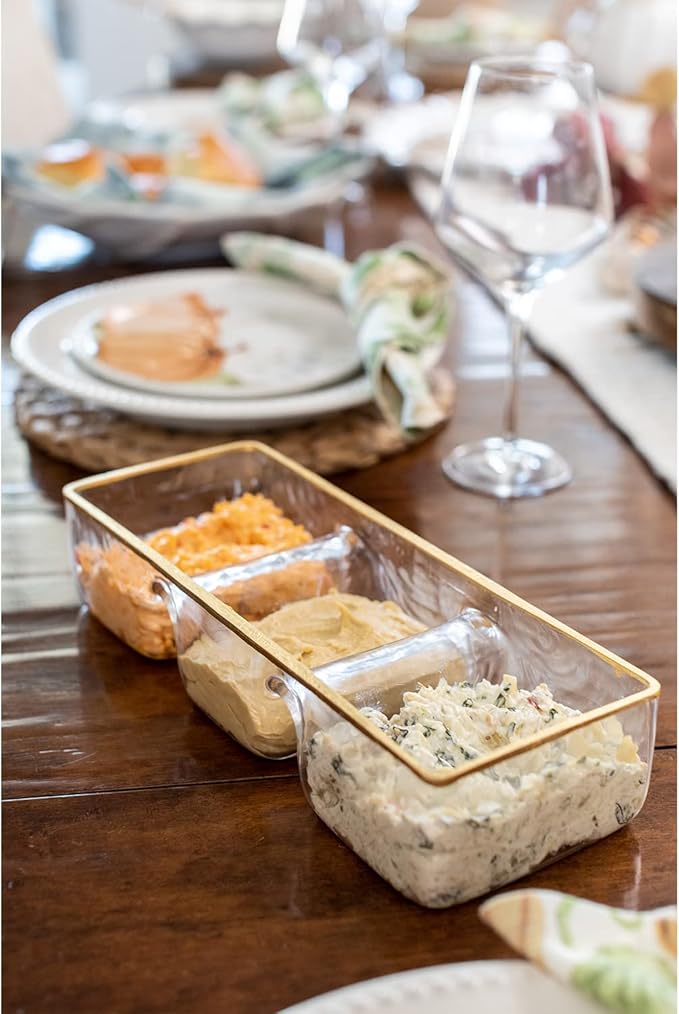 Gold Glass Triple Tidbit Dish