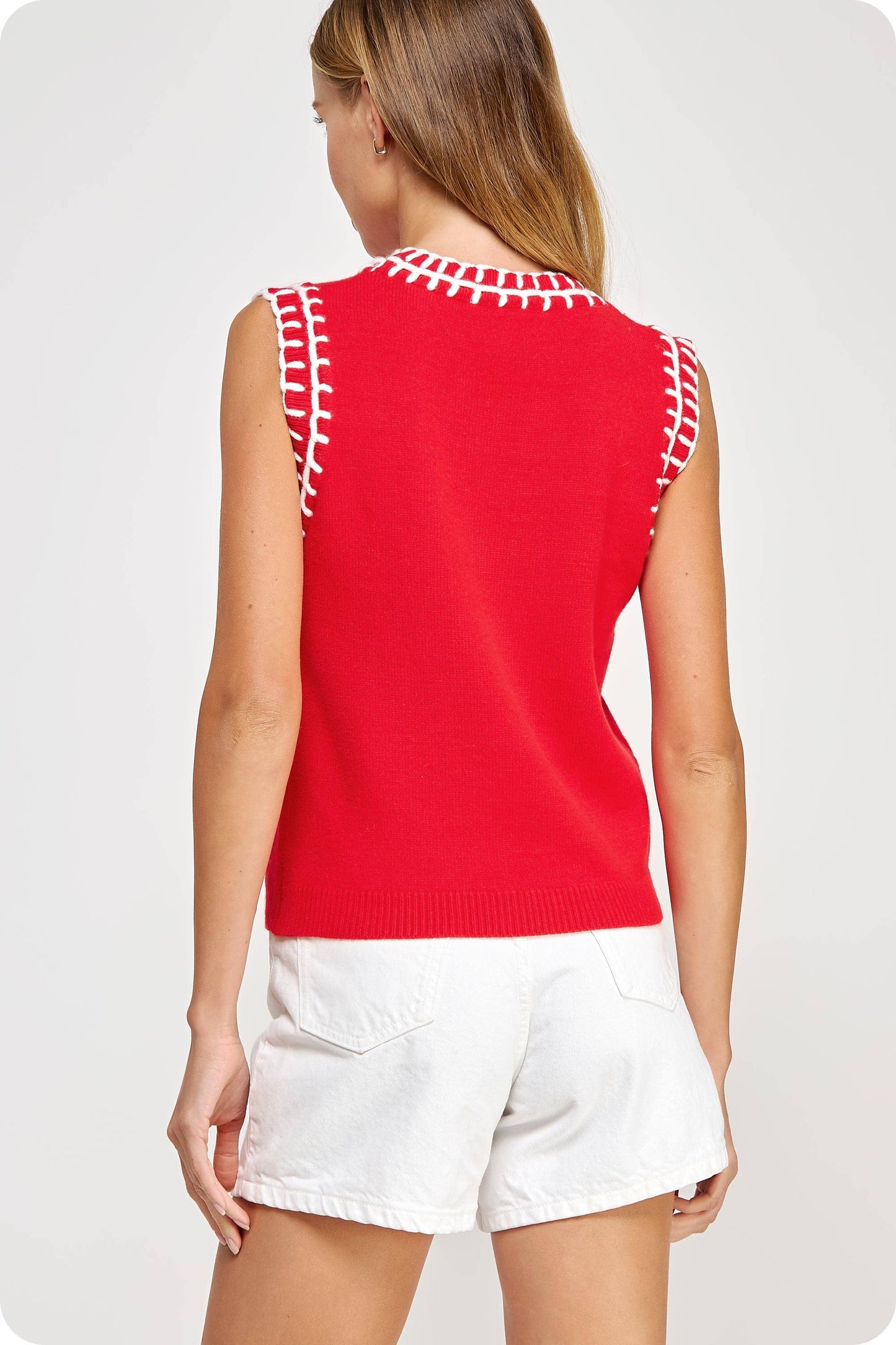 Embroidered Sleeveless Knit Tank
