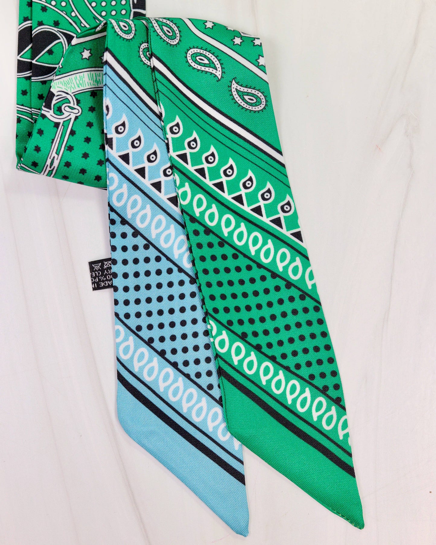 Santee Braided Rope Print Scarf-Green